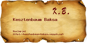 Kesztenbaum Baksa névjegykártya